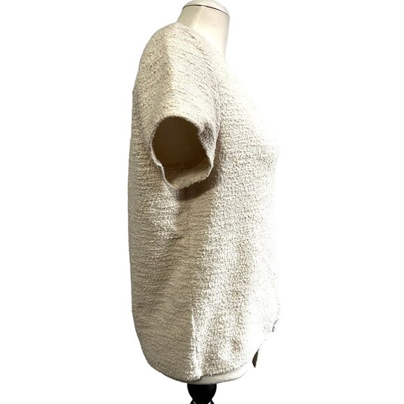 Current Air Beige Tie Front Textured Blouse Sz Medium Short Sleeves - Picture 7 of 8